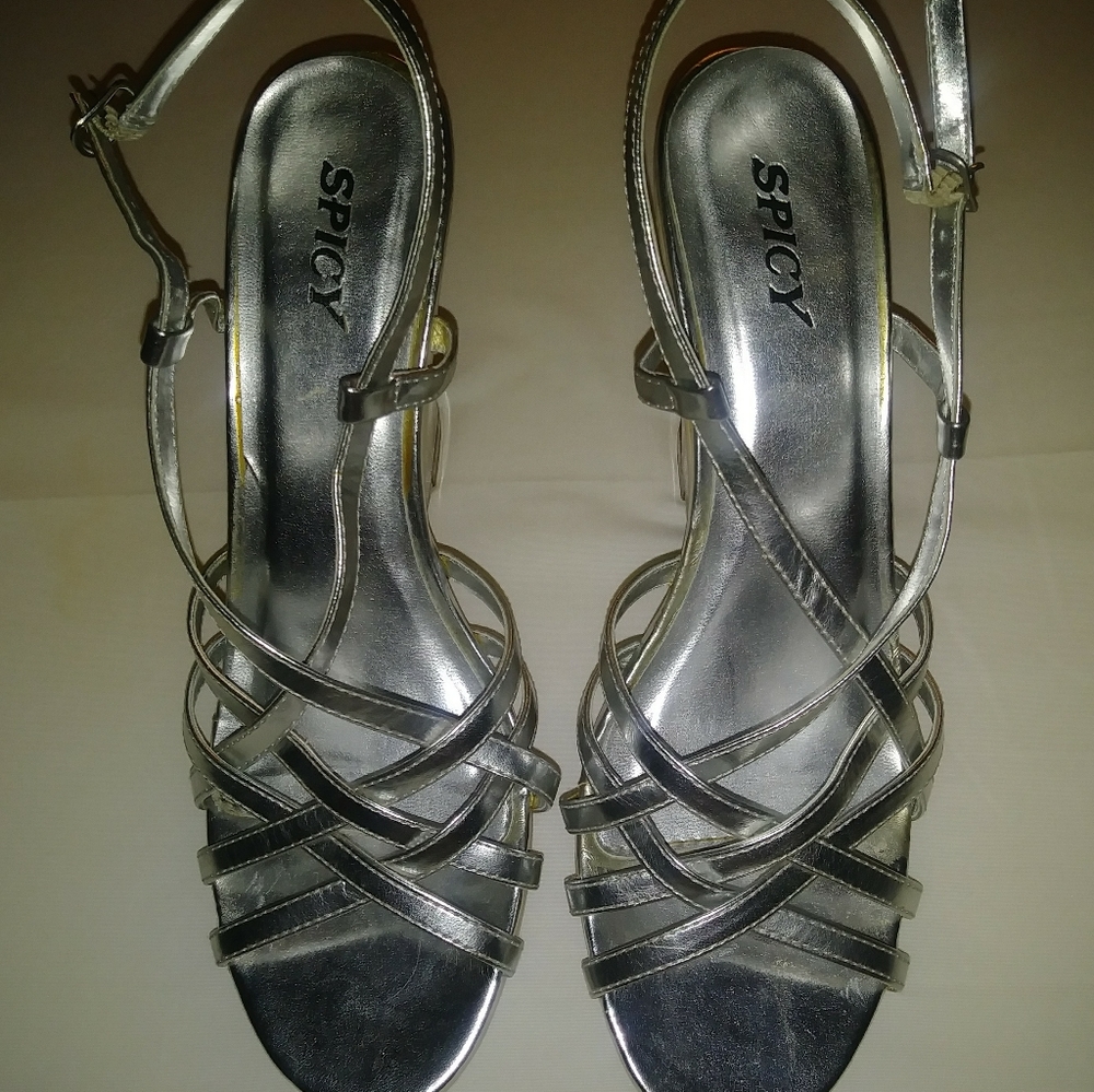 Spicy Silver clear wedge heel sandals